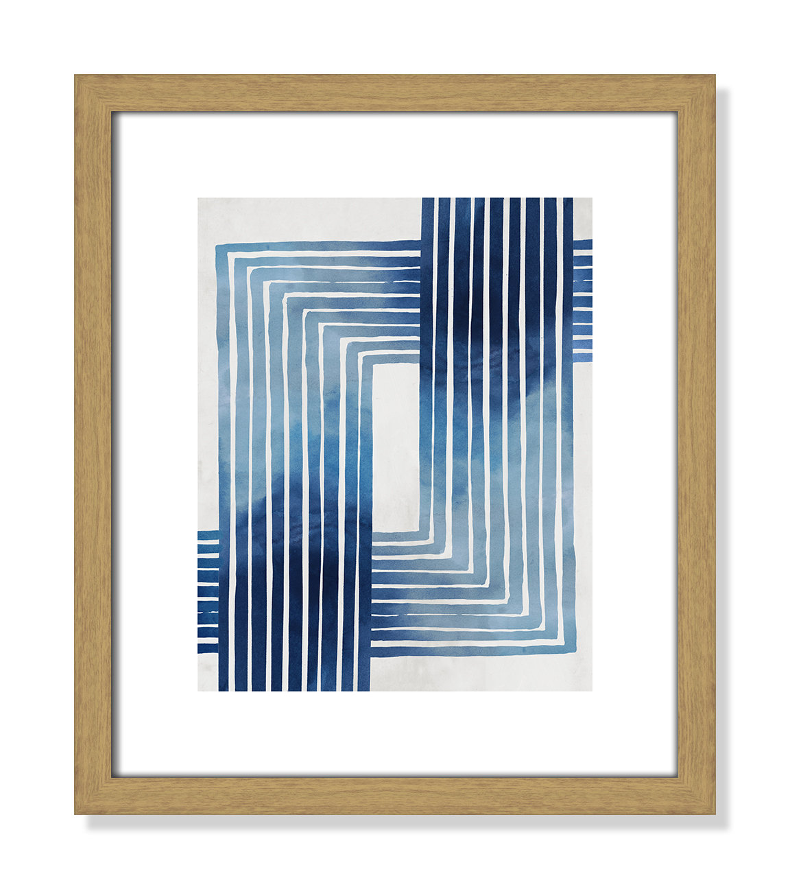 Lanny "In Unison" Painting by Eva Watts, 15" H x 13" W x 0.75" D, Beige Wood Framed Paper