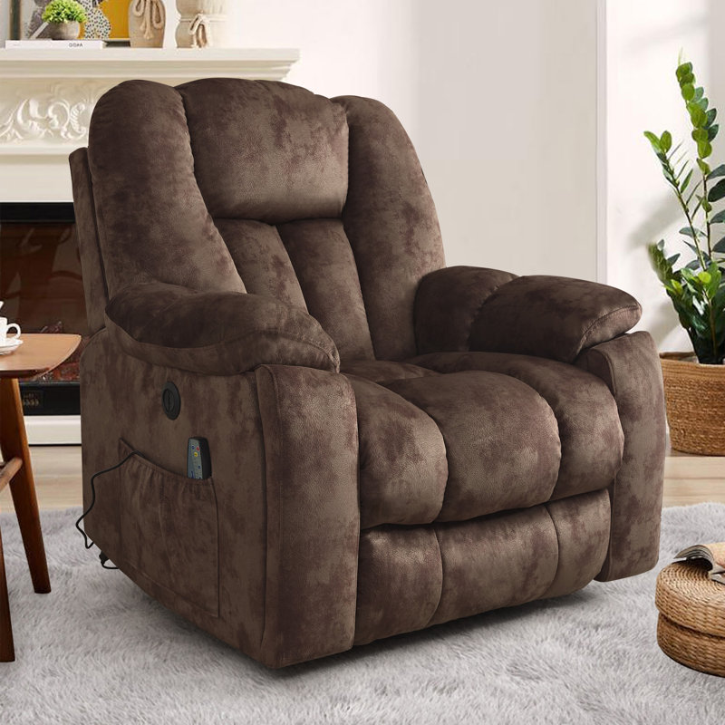 Fauteuil inclinable massant et chauffant Aledo l 41 po , Microfibre brun chocolat