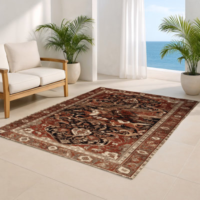Tapis d'intérieur et d'extérieur brun Persian