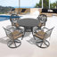 L'ensemble de salle à manger en aluminium coulé Allweather comprend des chaises pivotantes et une table ronde de 39,37 po avec un cadre noir-1782558783