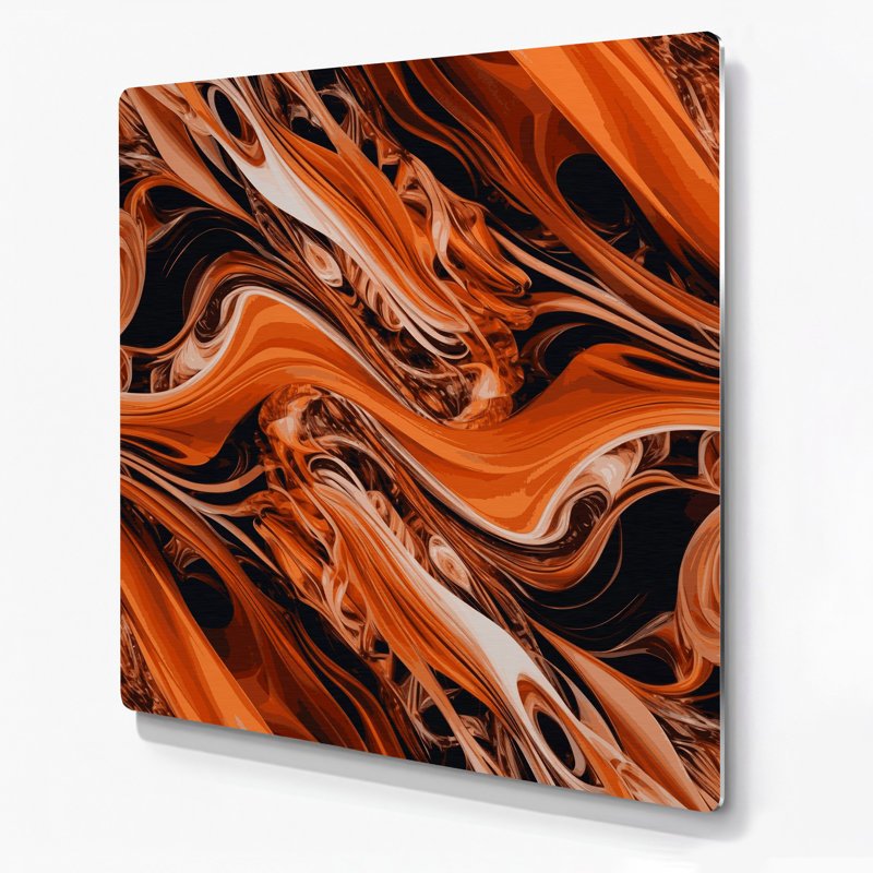 Digital Abstraction 56 Brown Metal Wall Art, 12" H x 12" W