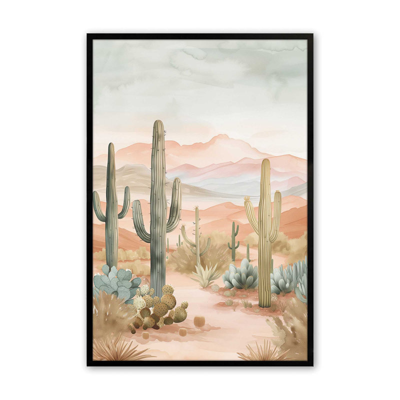 Cactus Waltz I, Cadre photo simple noir satiné, H 37 po x l 25 po