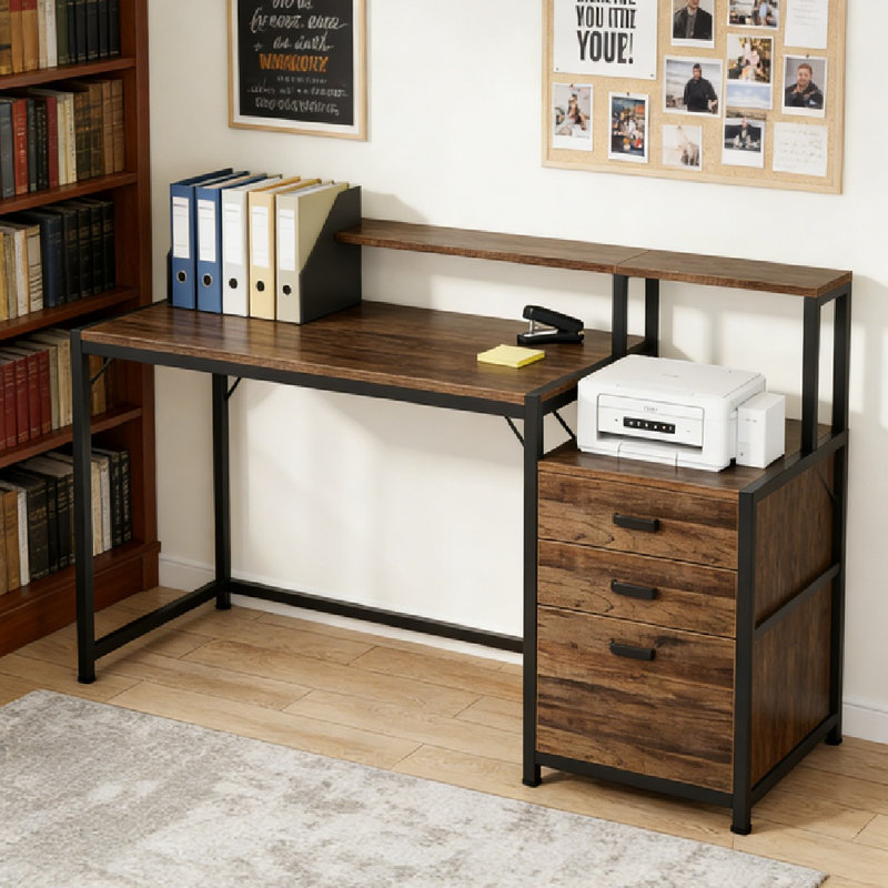 Bureau d'ordinateur compact, style industriel