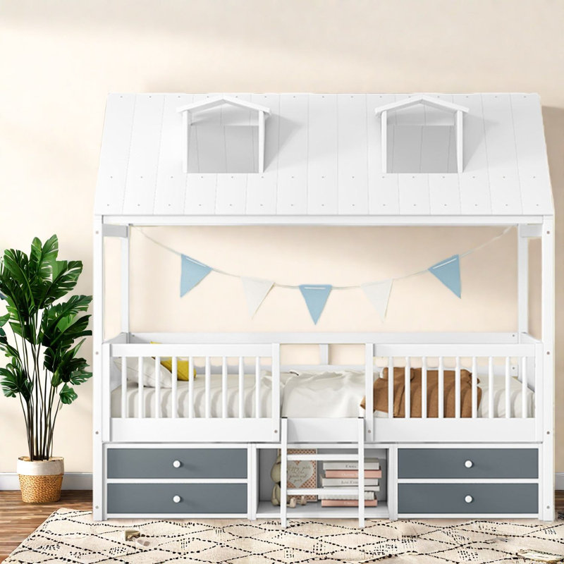 Lits simples en bois fantaisistes avec rangement pour maisons modernes