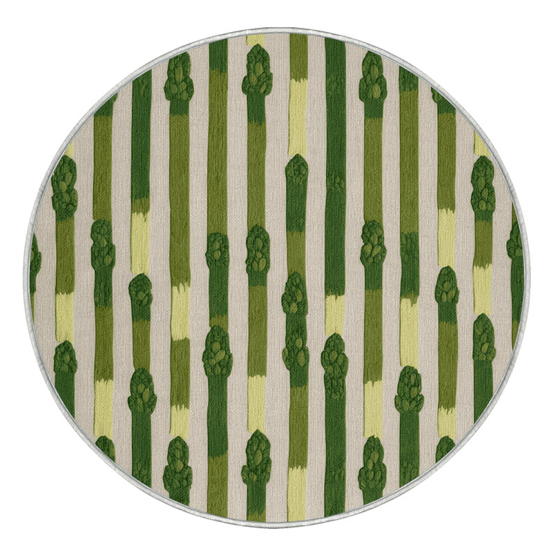  Tapis vert asperge lavable, Rond 5 pi