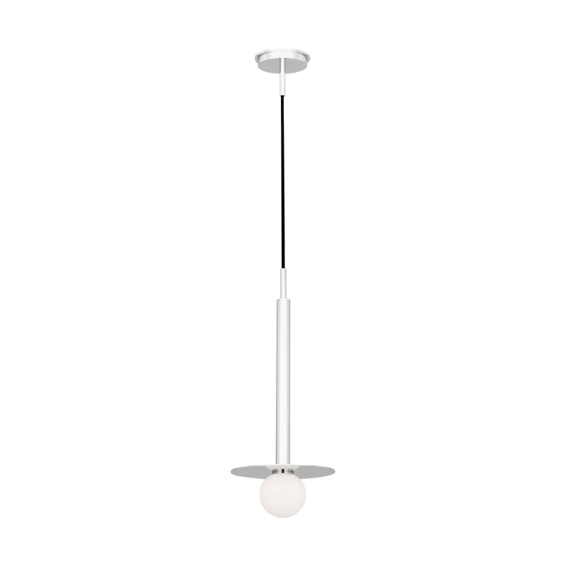 Luminaire suspendu en métal 1 lumière Allegra, H 20 po x l 8 po x P 8 po, Nickel poli