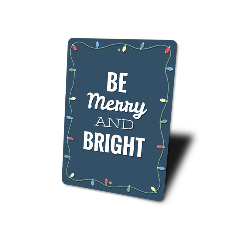 Panneau «Be Merry And Bright» en aluminium, H 18 po x l 12 po x P 0,06 po