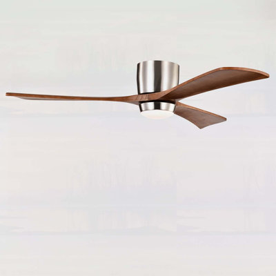 52-Inch Flush Mount Solid Wood Ceiling Fan with Lights, Remote Control, Quiet DC Motor, 6 Speeds, Reversible for Indoor Use