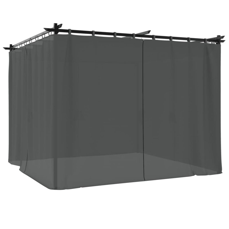 Gazebo With Curtains Steel, 220cm H x 296cm W x 296cm D, Anthracite
