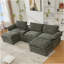 U Shaped Modular Sectional Sofa With Storage, Wireless Charging, Bluetooth Speakers, And Movable Footstools For Ultimate Comfort And Entertainment-448002862