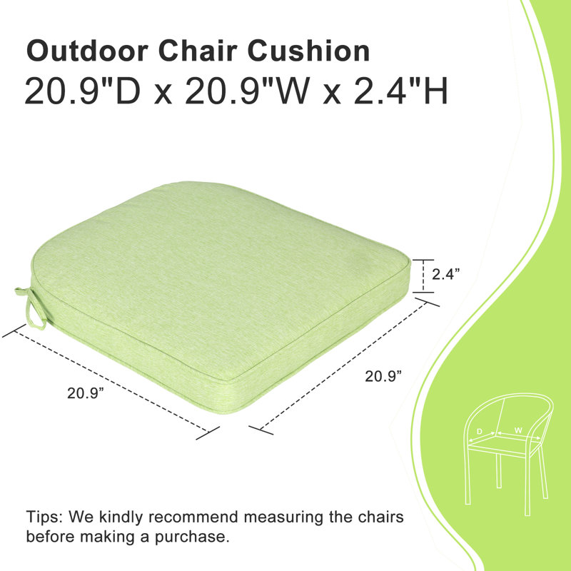 Outdoor Chair Seat Cushion, Green, 21" W x 21" D