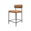 Chaise de bar Iffa, dossier ouvert, fer noir, cognac-102361200-102361198
