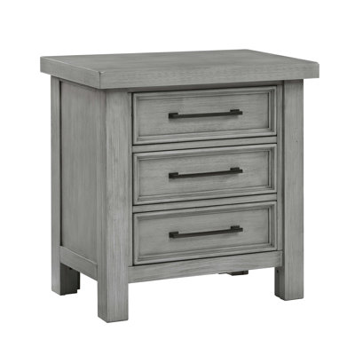 Transitional Antique Gray Finish Nightstand Of 3X Drawers Classic Bedroom Furniture 1Pc Bedside Cabinet