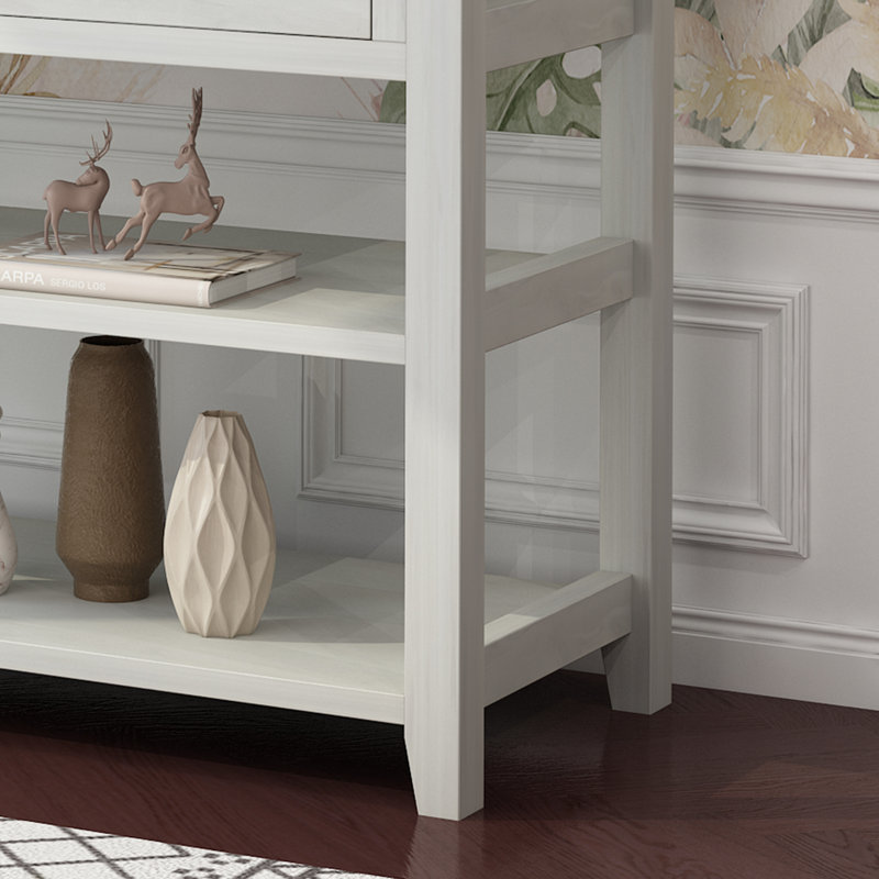 Nibbi 47" Console Table with Wood Frame and Legs, 3 Drawers and 2 Open Shelves Grey, Beige 