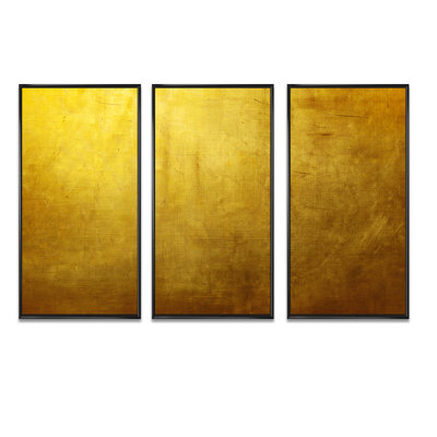 Texture dorée - ensemble de 3 toiles abstraites encadrées