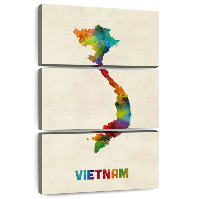 Carte d'aquarelle Aliaz Vietnam II, H 65 po x l 42 po