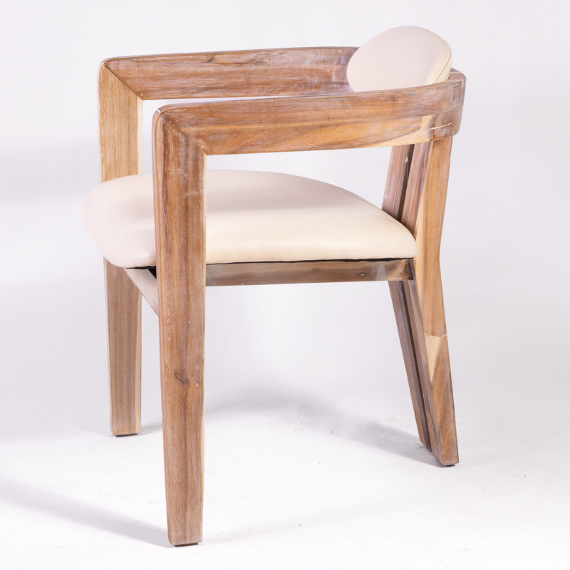 Serena Upholstered Arm Chair, White, Natural