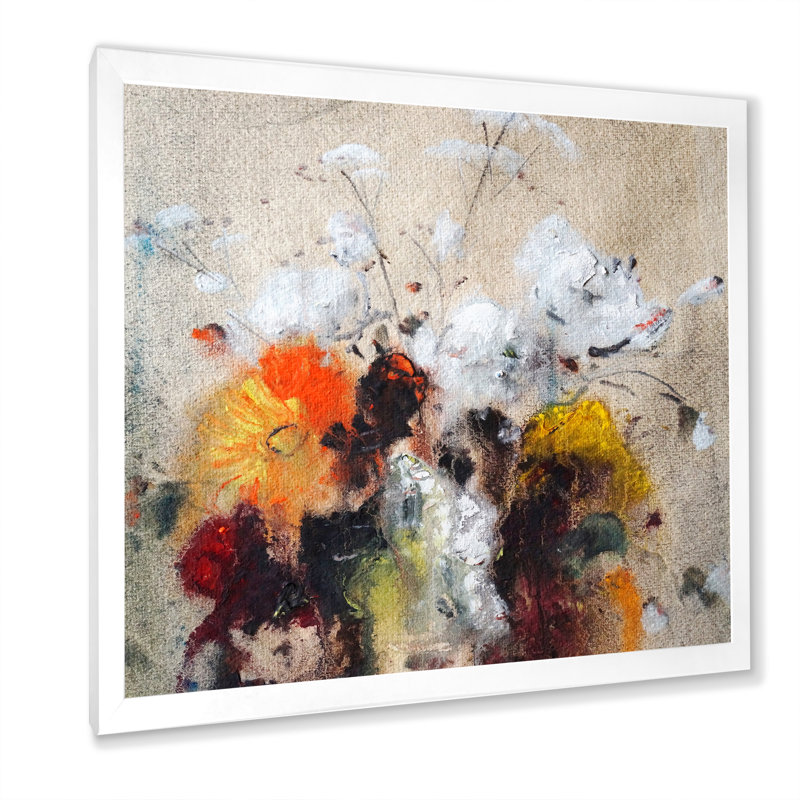 Bouquet de fleurs blanches II - on, H 36 po x l 36 po x P 1,5 po, Impression blanche sur toile encadrée