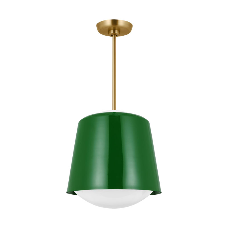 Draper Single Light Steel Dimmable Pendant, Green