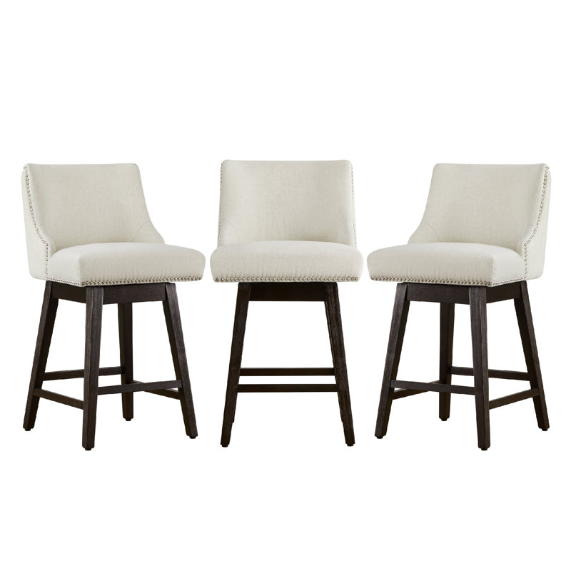 Tabouret de comptoir pivotant Melani (ensemble de 3), Crème, crème