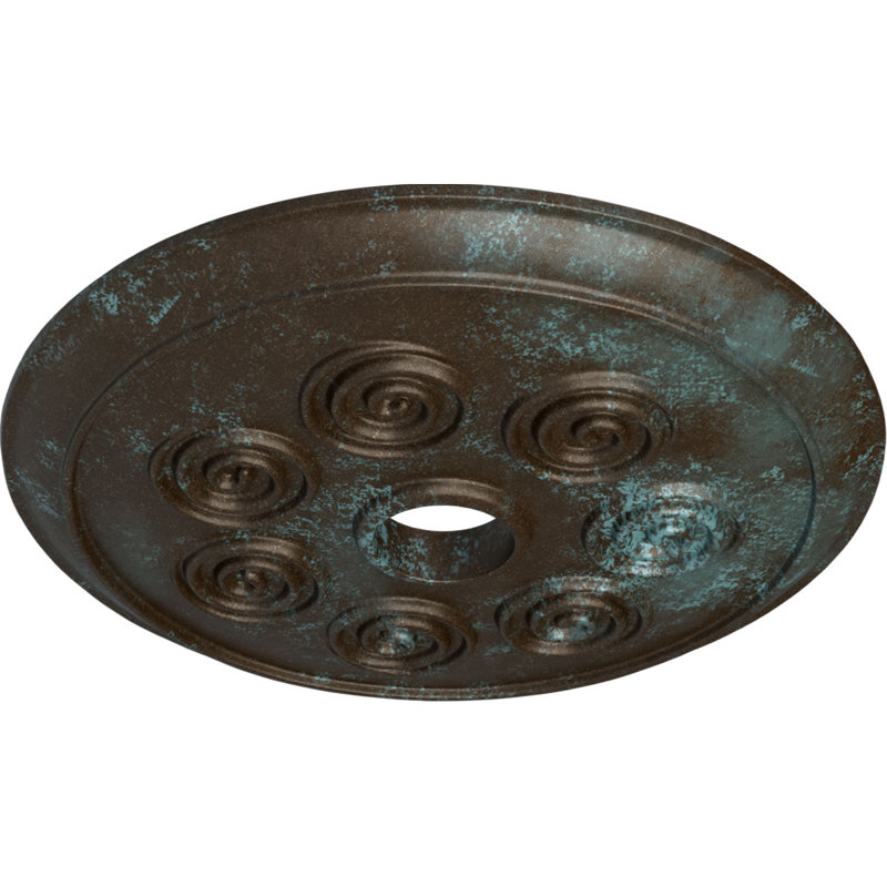 Médaillon de plafond en spirale 25 1/4 po x 4 po x P 2 po (convient aux auvents jusqu'à 4 po), Patine bleue bronze