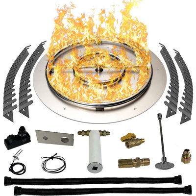 Stainless Steel Fire Pit Burner Pan & Ring Pro Kit for Liquid Propane