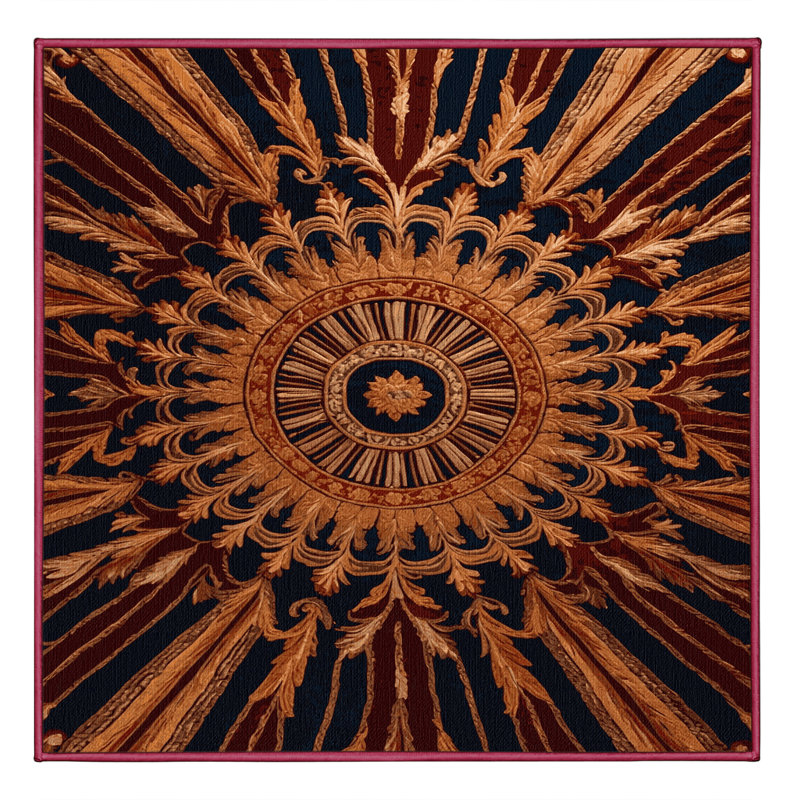 Tapis rouge français lavable à la machine, Carré 8 pi