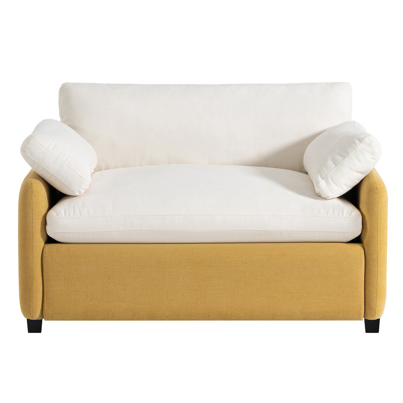 50*43" Oversized Chenille Single Sofa Chair, Cream/Yellow