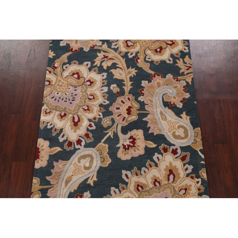 Tapis bleu / brun en laine touffeté à la main Astral
