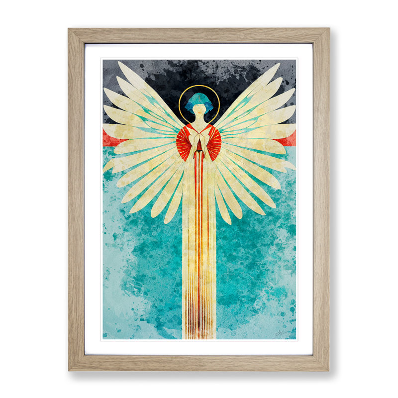 Reflection Of An Angel - Wall Art, 48cm H x 36cm W, Oak Framed, White