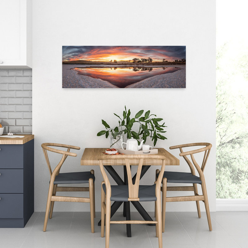 Salt Lake Sunset Reflection Colorful Dramatic Peaceful Landscape Art mural, H 36 po x l 12 po