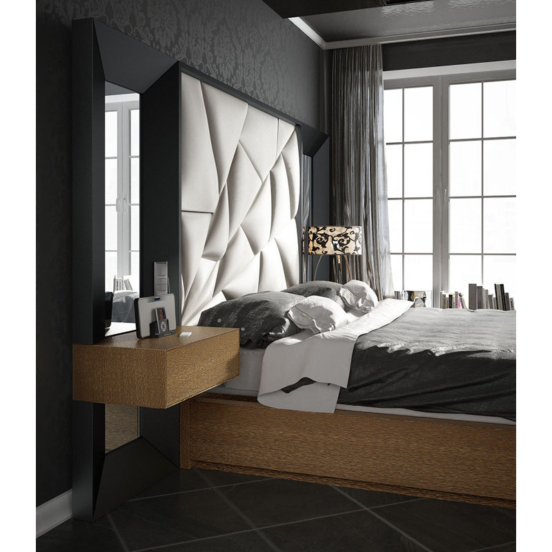 Vegan Leather Panel Bed, King