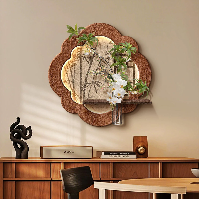 Brun, blanc forme libre grès art mural, H 11,81 po x l 11,81 po