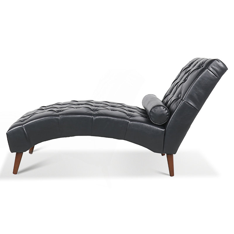 Chaise longue rembourrée avec motif de traîneau, Noir