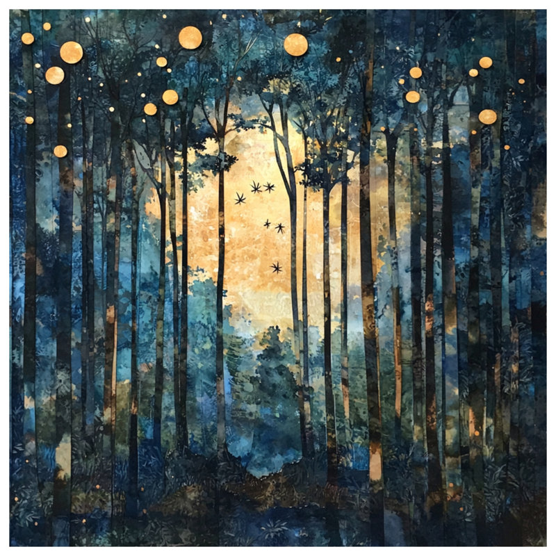 Abstract Forest Moonlight Comforter, King