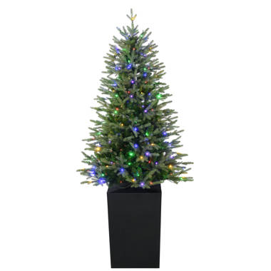 47 H Slender Green Realistic Artificial Pine Feather Christmas Tree with  100 LED Color Changing/Combination Light - Yahoo Shopping