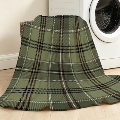 Green Ultra Soft Flannel Fleece Throw Blanket,Tartan Single-Sided Print