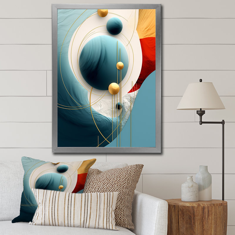 «Tender Awakening» en bleu rétro - impression, H 32 po x l 16 po x P 1 po, Cadre simple argenté