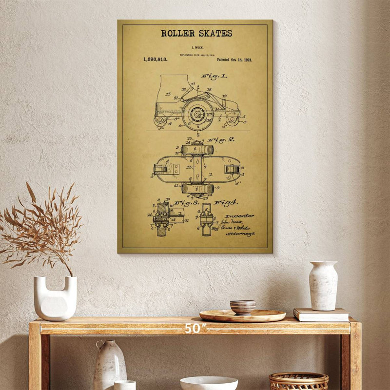 Roller Skates Patent, 39" H x 26" W