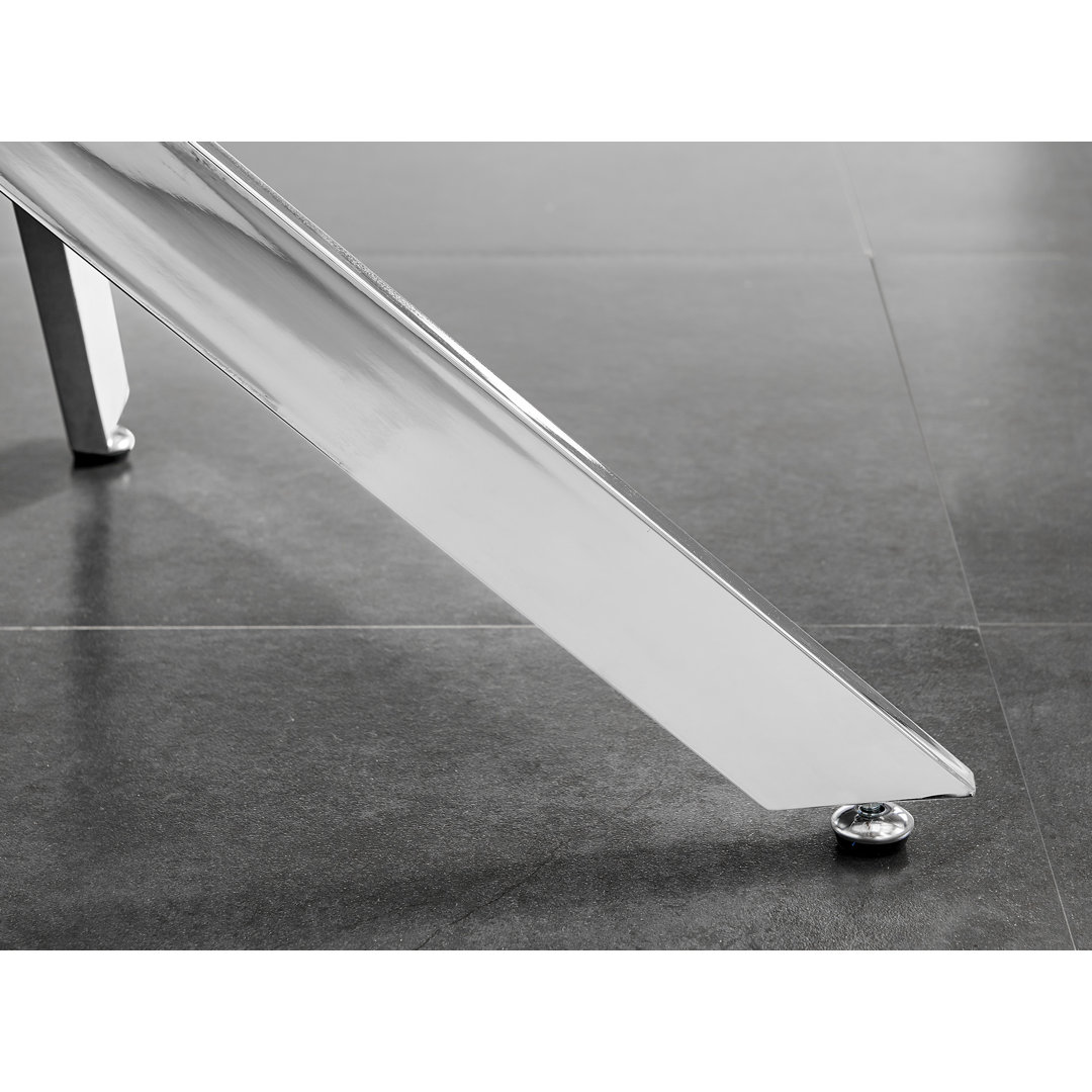 Tierra Sleek Metal and Glass Round Dining Table Set with 4 Luxury Velvet Upholstered Dining Chairs East Urban Home Chair 