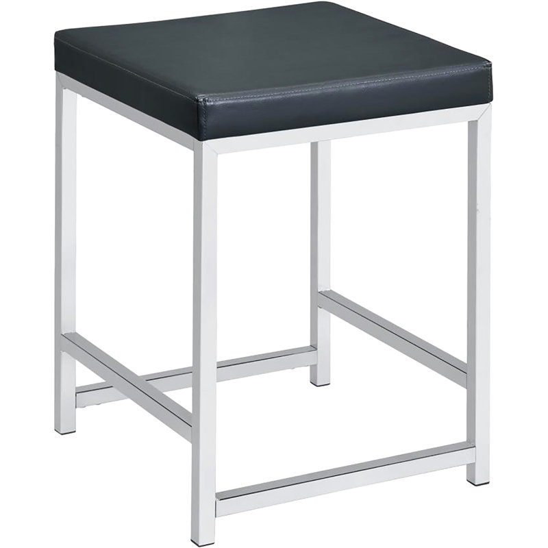 Tabouret de coiffeuse contemporain gris foncé avec siège rembourré en mousse chic et beauté de chambre à coucher, Gris foncé