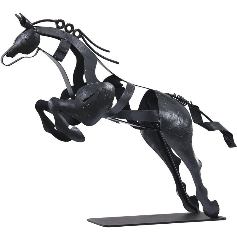 Kabron Handmade Metal Horse Statue Sculpture Décor Gifts For Horse Lovers, Black
