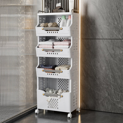 4-Tier Rolling Storage Cart with Wheels, Large Capacity Kitchen Cart
