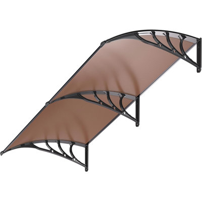 Auvent de porte de fenêtre en polycarbonate brun avec support noir