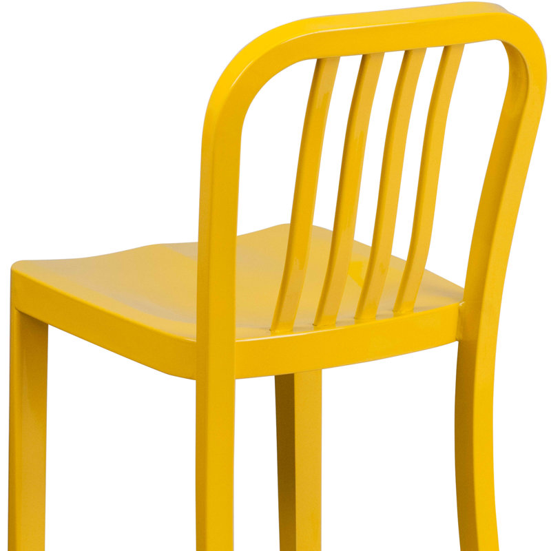 Tabouret de comptoir de 24 po en métal de qualité commerciale avec repose-pieds Carouthers par Flash Furniture, Jaune