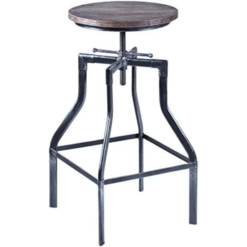 Swivel Adjustable Height Counter Stool with Metal Frame, Gray
