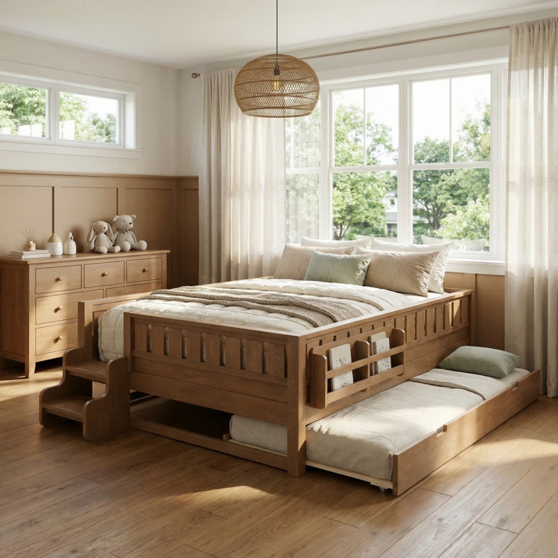 Children's Adjustable Multi-functional Bed, Naturel