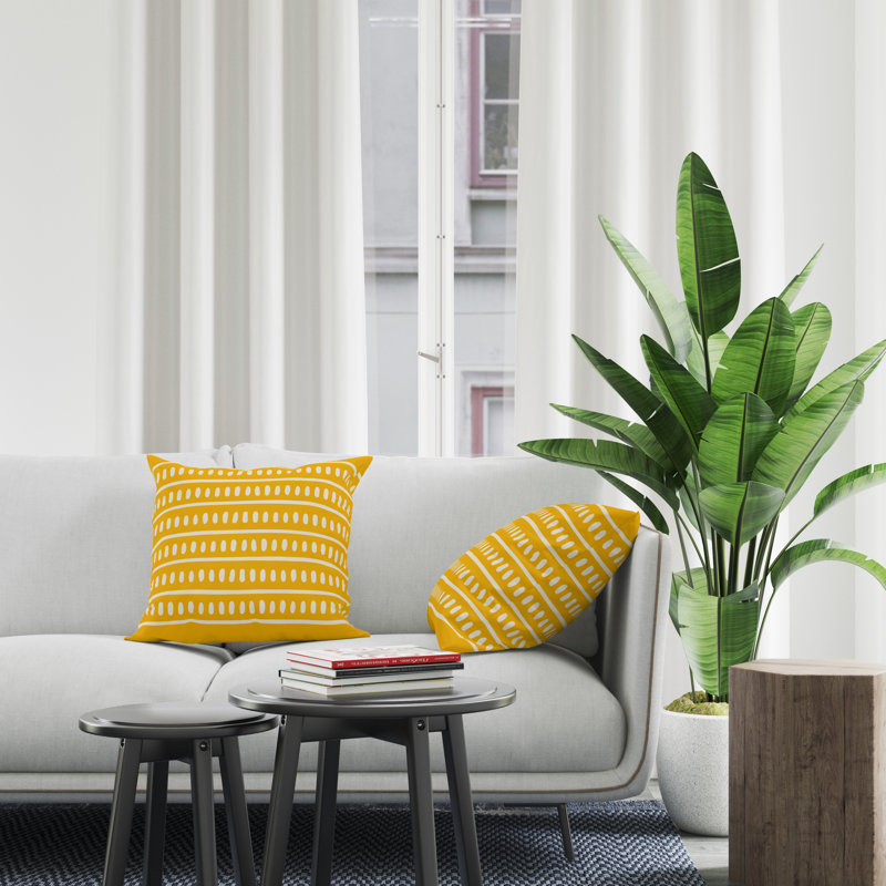Jeté carré en polyester intérieur / extérieur, L 15 po x H 15 po, Jaune