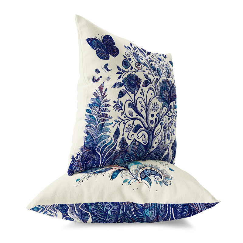 Coussin décoratif intérieur / extérieur Winged Gardenia, H 20 po x l 20 po