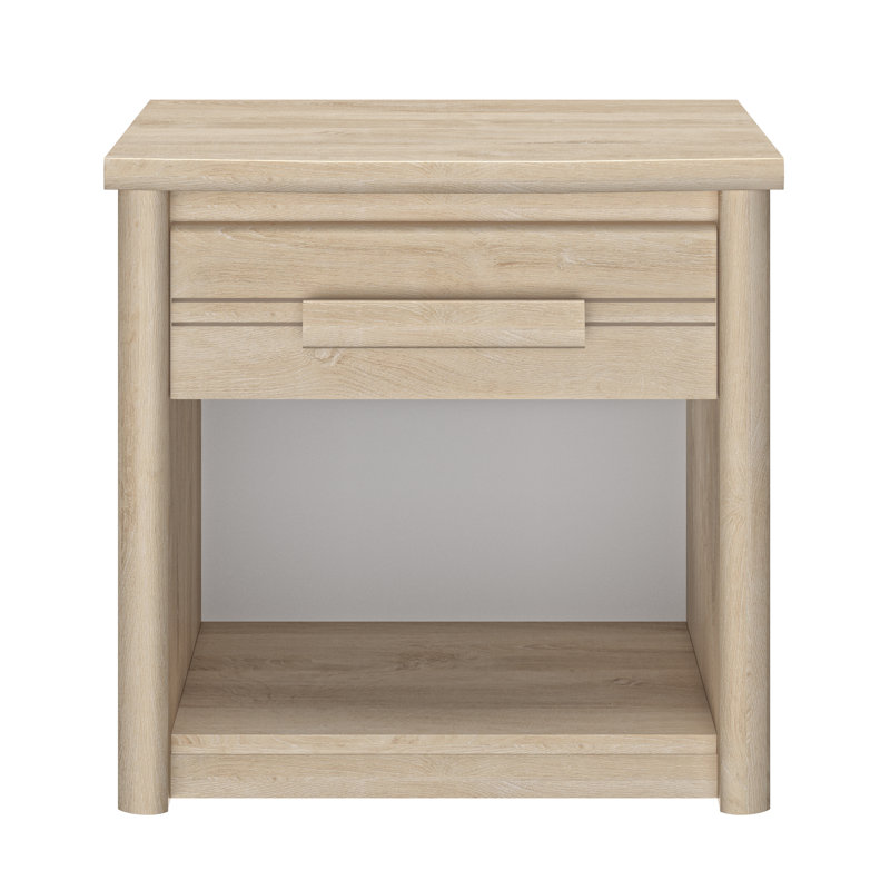 Roiguez 54cm W Manufactured Wood Bedside Table, Blond Oak
